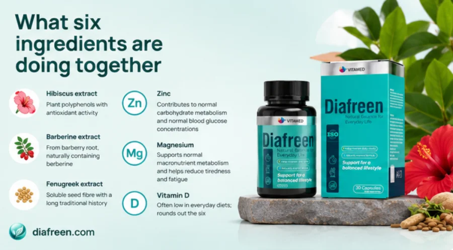 Diafreen — the six-ingredient capsule formula